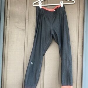 Under Armour pants Large girls capri gray and coral pants
